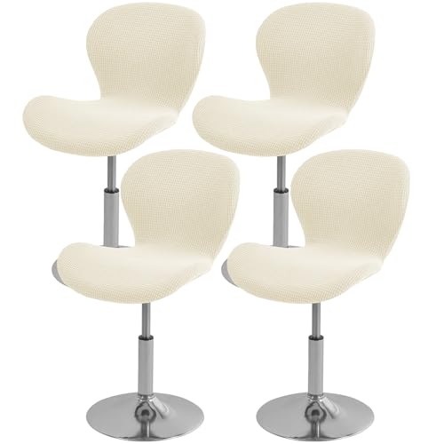 Image of Gollense Bar Stool Covers with Backs, Set of 4 Stretch Jacquard Barstool Seat Covers, Washable Swivel Pub Counter Height Chair Slipcover Protector for Home Kitchen Cafe (Jacquard-Beige)