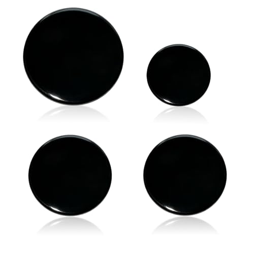 New Upgraded Gas Stove Burner Cap Set - 4pcs Burner Crown Flame Cap Cover Replacement Kit For SABAF Stoves,Includes 1 Large 2 Middle and 1 Small Cap,Shiny Black Paint Finish Not Matte(Flat)