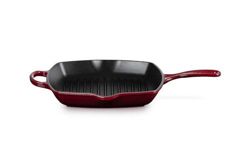 LE CREUSET Skillet Gril en Fonte Émaillée, Carré, 26 cm, 2.86 kg, Garnet, 20183269490422