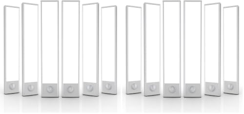Image of 12 Pack Under Cabinet Lighting Wireless, 32 LED Rechargeable Battery Motion Sensor Light Indoor, Stick On Magnetic Closet Lights, Under Counter Lights for Kitchen, Stairs, White 8 in