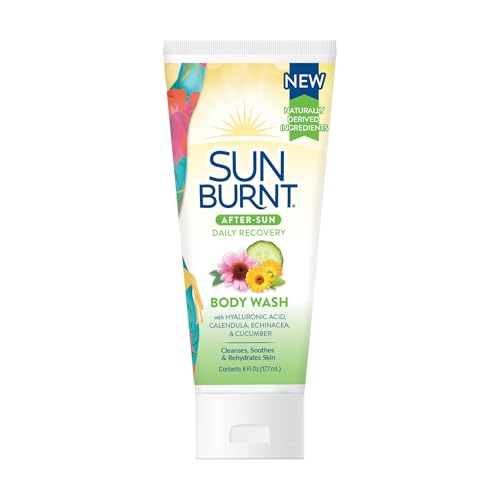 Sunburnt After Sun Body Wash – Cooling Cleanser with Hyaluronic Acid, Calendula, Echinacea & Cucumber – Soothes Sunburn, Hydrates & Calms Skin – Sulfate & Paraben Free, 6 oz