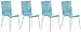 CLP Set 4 Sedie Visitatore Pepe I Sedia Attesa con Seduta in Legno E Telaio in Metallo Cromato I Sedia Ergonomica E Facile da Pulire, Colore:Azzurro