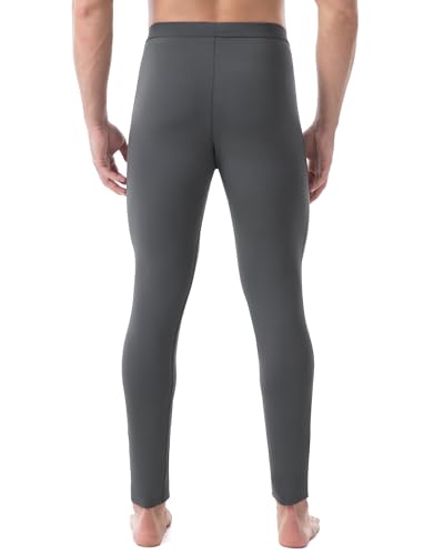 Runhit Long Johns for Men Thermal Pants with Fly Long Thermal Underwear Winter Cold Weather Fleece Thermal Bottoms, Grey, Medium2