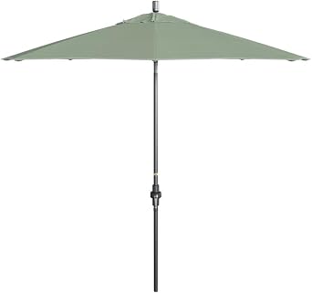 Sunline Round 9-ft Hammertone Grey Aluminum Outdoor Market Patio Umbrella with Collar Tilt and Fiberglass Ribs Sunbrella