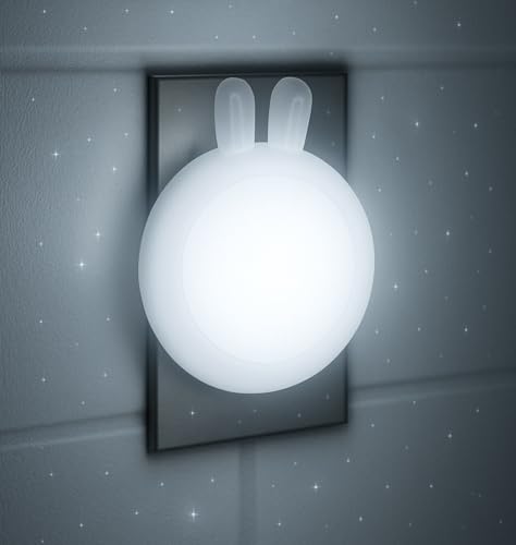 SATONA Bunny Night Light - Cute LED Rabbit Nightlight for Kids Rooms Hallways and Party Decoration - Plug-in Wall Design Perfect for Home Decor (White)