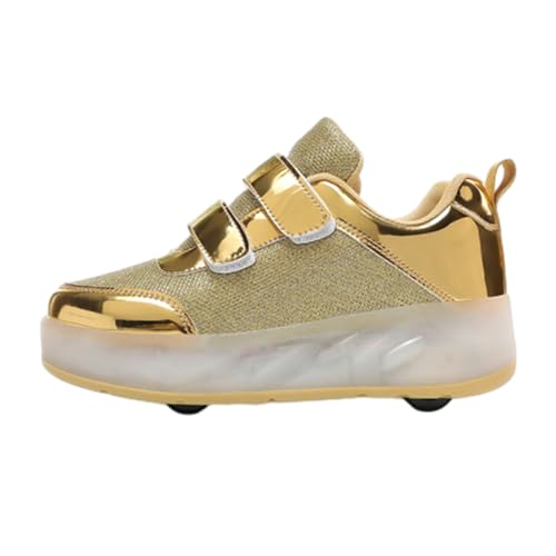 Kids Roller Skates Shoes Sneakers for Boys & Girls, Outdoor Parkour Shoes with 2 Wheels Unisex Skateboarding Shoe Retractable Skating Shoes for Children's Park Walking Sports