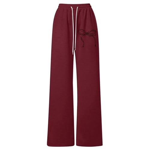 Bowknot Baggy Sweatpants for Teen Girls Lightweight Drawstring Wide Straight Leg Athletic Joggers Pants with Pockets2