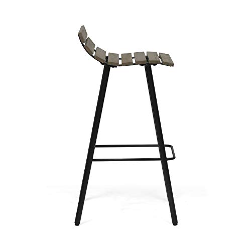 Butaco de madera Christopher Knight Home Camron de 35 pulgadas (juego de 2), acabado gris y negro miniatura 6