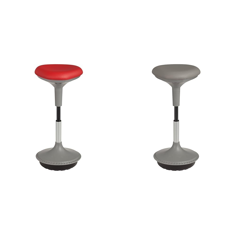 Learniture Active Learning Wobble Stools, Foam-Padded Backless Height Adjustable Office Chairs, Red and Gray