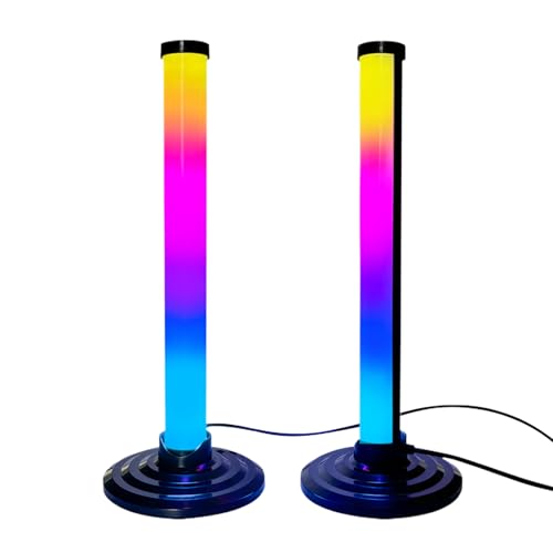 Barra Luminosa Ambientale LED RGB Intelligente – Luce Da Gioco A 360° Con Controllo Musicale | App E Telecomando, Lampada USB Per Scrivania PC, Home Theater, Streaming E Decorazione (set Di 2, Bianco)