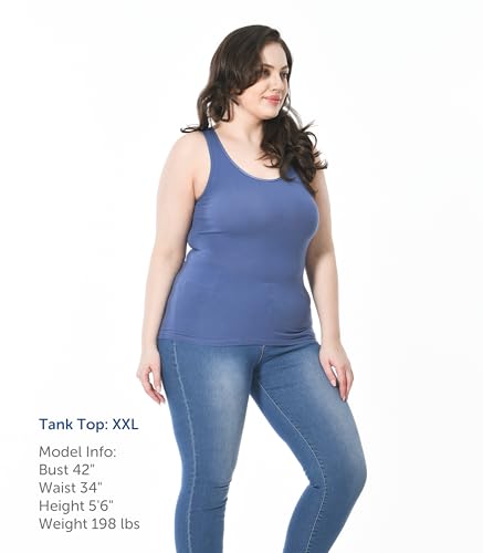Image of Comfneat Women's 4-Pack Slim-Fit Basic Tanks Cotton Casual Comfy Top Underwear Vests