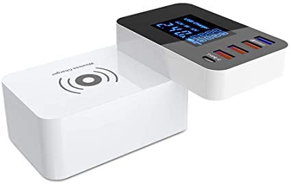 Charge rapide sans fil 4 ports USB QC3.0 et Type C pour téléphone