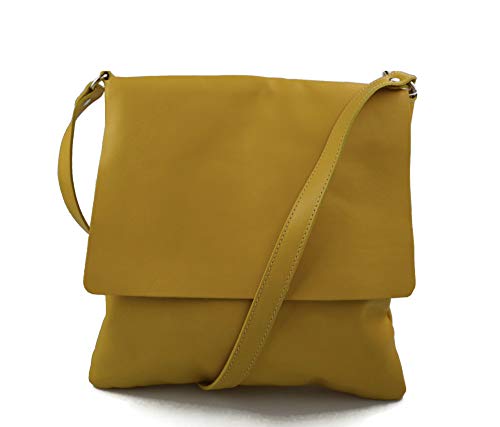 Sac en cuir jaune et bandoulière élégante pour homme et femme