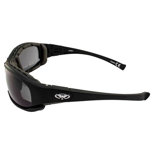 Global Vision Assault Motorcycle Sunglasses Safety Glasses ANSI Z87.1 Convertible to Goggles 2 Pairs Black Frame w/Smoke & Yellow Lenses3