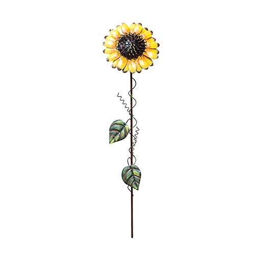 Y&K Decor Metal Sunflower Garden Stake Flower Yard Stake Decor (21'')