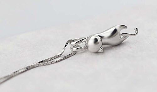 Wonvin Collection Womens 925 Sterling Silver 3D Cute Hanging Cat Lover Matte Surface/Smooth Pendant Necklace 18 inch Chain