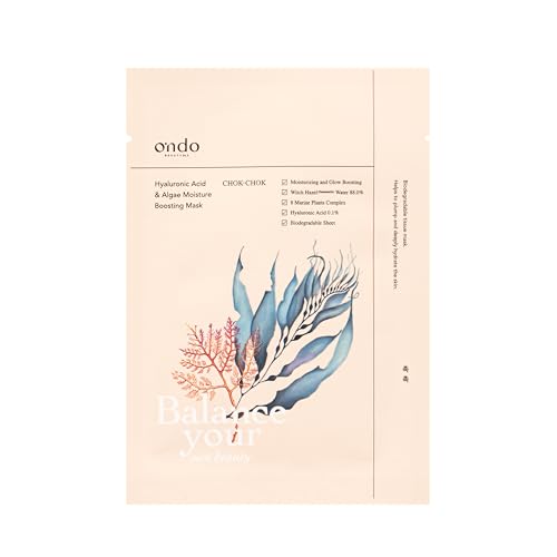 Ondo Beauty 36.5 Hyaluronic Acid & Algae Moisture Boosting Mask, mascarilla facial coreana hidratante con ácido hialurónico y algas, 25ml