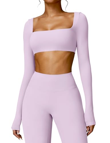 Image of YEOREO Kyla Women Crop Top Long Sleeve Padded Sports Low Medium Impact Yoga Shirt Workout