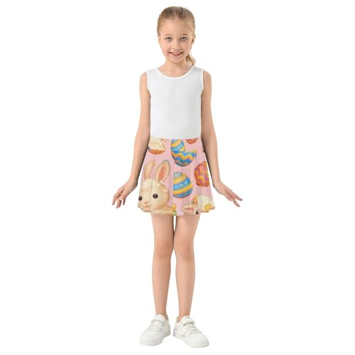 Joisal Cute Cartoon Easter Bunnies Girls Skorts Athletic Shorts Kids Tennis Skirts Summer School Skirt 3t3
