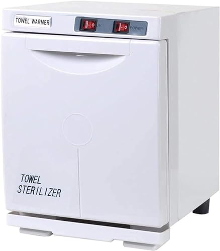 Calentador de toallas con calor caliente para tratamientos faciales, armario de baño de 5 l, calentador de toallas con 2 interruptores para spa, peluquería, equipo de peluquería, tijeras, vaporizado