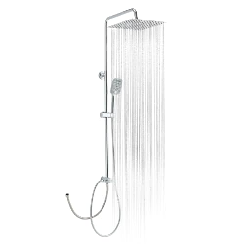 OFFO Ensemble de Douche, Colonne de Douche sans Mitigeur, 30x30cm Pommeau de Douche Pluie en Acier inoxydable, Avec Flexible Douche 1,6m et Barre de Douche Réglable en Hauteur, Chrome OFFO Ensemble de Douche, Colonne de Douche sans Mitigeur, 30x30cm Pommeau de Douche Pluie en Acier inoxydable, Avec Flexible Douche 1,6m et Barre de Douche Réglable en Hauteur, Chrome