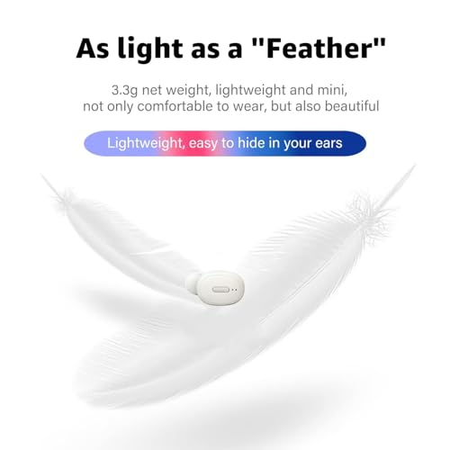 Image of Single Bluetooth Wireless Earbud, Mini Invisible in-Ear Wireless Bluetooth Headphone 12 Hours Super Long Battery Life Suitable for Sports Work and Sleep - White