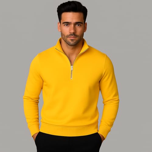 Image of Mack Jonney Men's Fleece Half-Zip High Neck Sweatshirt | Warm & Stylish Winter Wear -M4380