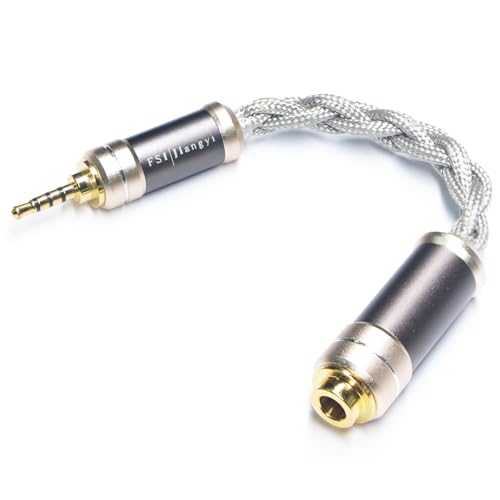 FSIjiangyi 2.5mm Balanced Male to 4.4mm Balanced Female Portable Headphone Adapter Cable 6N Single Crystal Silver Portable Conversion Cable, IEM Adapter Hi-Fi Cable