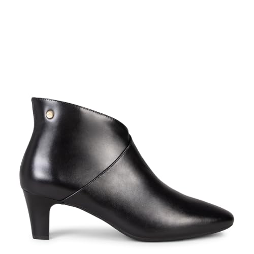 miMaO Botines de elegantes de tacón bajo en piel NEGRO,