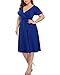 Pinup Fashion Plus Size Blue Dresses for Women Wedding Guest Semi-Formal Wrap V Neck Casual Short Flutter Sleeve Party Summer Dress