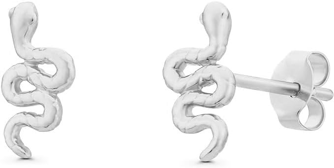 Solid Gold 14k Tiny Snake Stud Earrings - Image 3