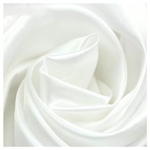 Tela de Raso Blanco 150cm de Ancho Tejido de Raso Satén Suave Brillante Para Vestidos de Novias Pijamas Ropa Interior Manualidades Decoración De Boda(Size:1.5x1m,Color:Blanco puro)