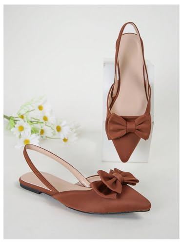 Image of Verdusa Women's Bow Pointed Toe Flat Shoes Slingback Flats Dress Shoes