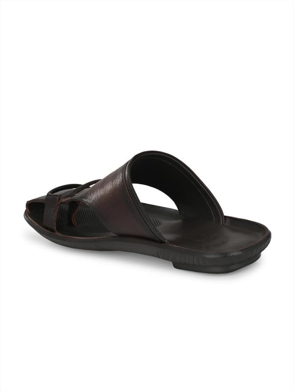 Image of HITZ Men's Brown Leather Casual Slippers