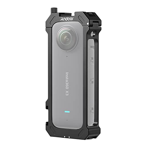 Insta360 X3 対応 アルミニウム合金保護ケージケース Andoer スポーツ カメラ ビデオケージ デュアル コールド シュー マウント付き 金属製保護フレーム カメラ ケージ Vlog アクセサリー Insta360 X3 の交換