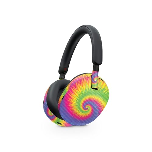Image of MightySkins Carbon Fiber Skin Compatible with Sony WH-1000XM5 Headphones - Vibrant Tie Dye | Protective, Durable Textured Carbon Fiber Finish | Easy to Apply