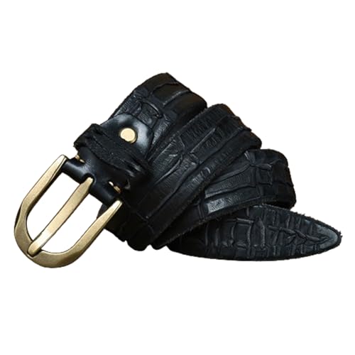 Ceinture en cuir véritable vieilli de 5 mm avec boucle vintage en laiton massif pour homme