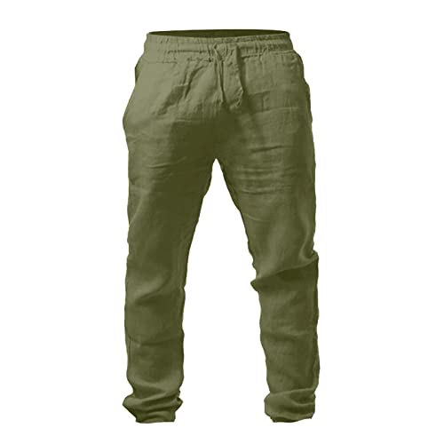 Mens Casual Linen Pants Summer Beach Pants | Lightweight Breathable Elastic Waist Drawstring Loose Fit Yoga2