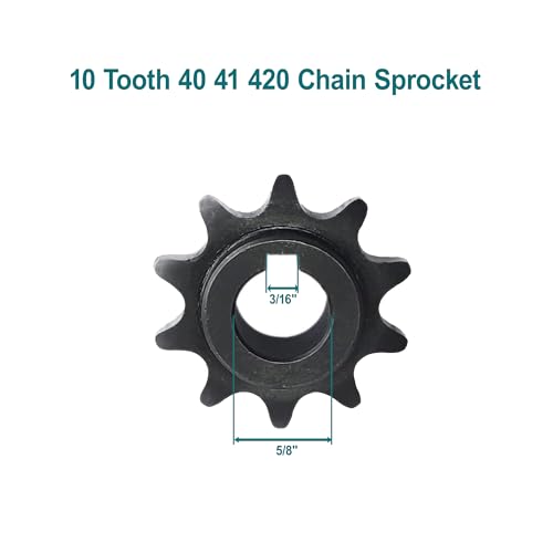Image of QYMOTO KT196 Drive Chain+10 Tooth Sprocket for Coleman 196cc 6.5hp Go Kart | 420 Chain 32 Link Jackshaft Drive Chain 5 /8'' Bore #40 41 420 Chain Sprocket for Coleman KT196 CK196-T Go Kart
