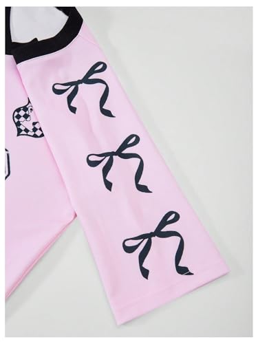 RoseSeek Conjunto de 2 peças para meninas com estampa de camisa de jérsei de manga curta e calça car