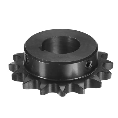 Image of uxcell #50 Chain Roller Sprocket B Type, 1-1 /4 inch Bore 16 Tooth Single Strand Chain Sprocket, Carbon Steel, Keyway with Set Screws