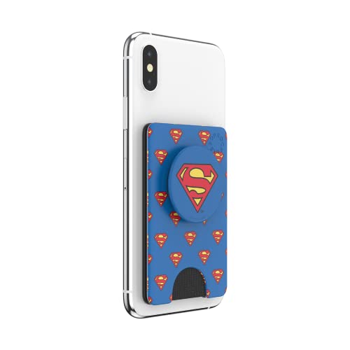 Image of PopSockets Adhesive Phone Wallet and Card Holder with Grip, Marvel - Superman Pattern
