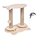 Novelfun Kratzsäulen Katzen Interaktives Katzenspielzeug Aus Holz Spielzeug Katzenbaum mit Federn und Sitzstange für Kleine und Mittlere Erwachsene Katzen