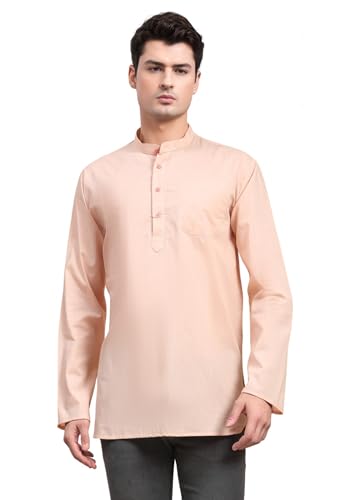 SKAVIJ Cotton Kurta for Men Casual Lightweight Long Sleeve Henley