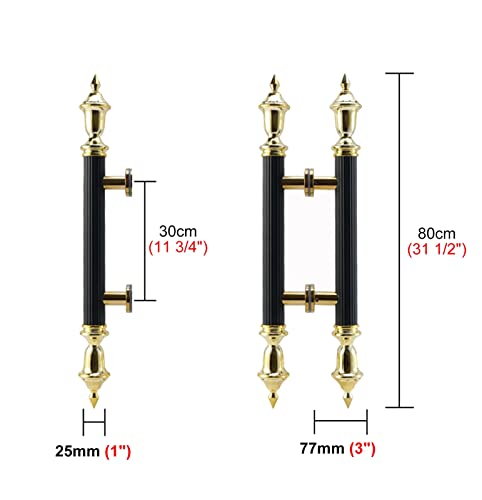 Poignée de porte ronde noire et dorée 80 cm pour entrée de bâtiment