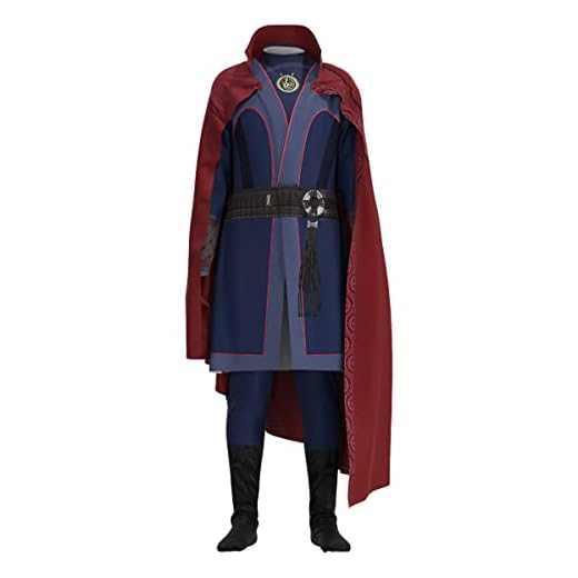 Puruuige Disfraz de dr. Strange, disfraz de superhéroe multiverso de la locura, mono de lujo con cuello rojo, para Halloween, carnaval, fiesta, para niños adultos