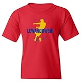Star Player Tribute - Air Lewandowski 9 Soccer Fans Youth Unisex T-Shirt (Red, Youth Medium)