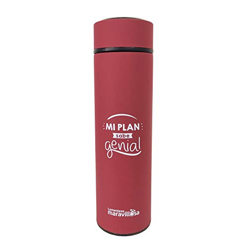 La mente es Maravillosa - Termo de Acero Inoxidable de 400 ml. Aislamiento de Vacío de Doble Pared para Bebidas Frío/Caliente | A Prueba de Fugas - Portátil - Elegante - Antideslizante - Termo Rojo Cover
