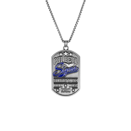 Bad Bananas BBGreek Phi Beta Sigma Fraternity Paraphernalia - Official Vendor - 24 Inch Dog Tag Pendant Necklace - Founders