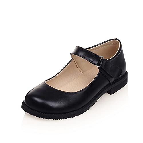 Ballerines plates chic à bout rond avec boucle de cheville pour femme, Noir , 36.5 EU Cover